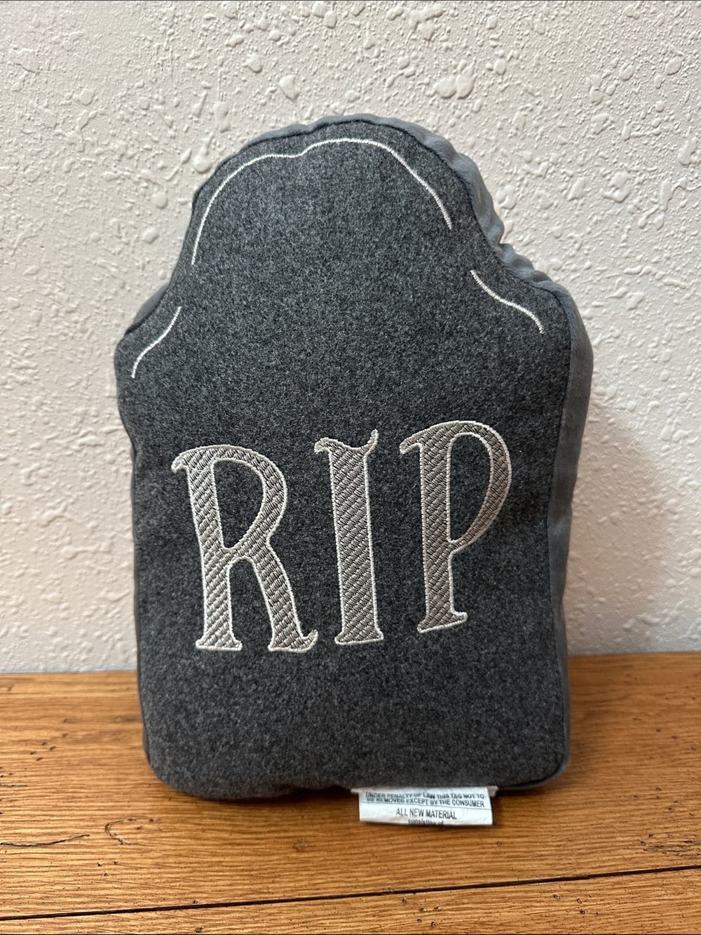 Halloween RIP Tombstone Plush Pillow - Gray